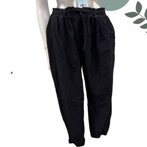 Black Relaxed Cotton Blend Pants | Size XL | Lightweight Elastic Waist Joggers